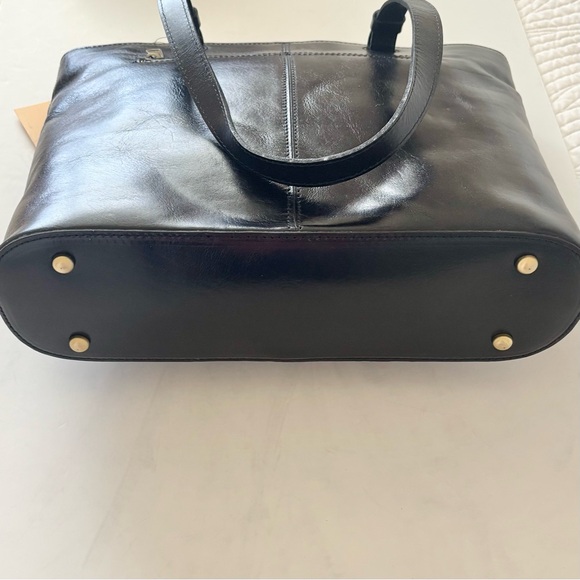 Patricia Nash British Vintage Braden Tote Bag Black Olive Colorblock Leather NEW - Picture 8 of 14